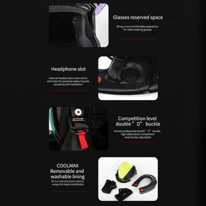 SOMAN Four Seasons Full Cover Motorcycle Helmet, Size: M(Snake Carbon Fiber Black) - Helmets by SOMAN | Online Shopping UK | buy2fix
