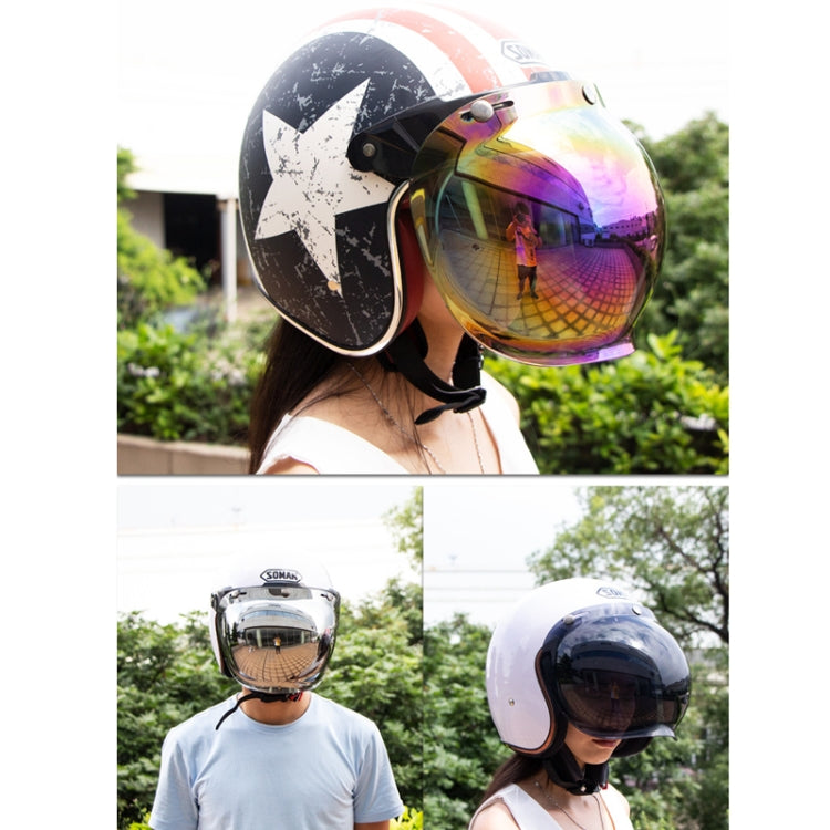 Motorcycle Helmet Three-Button Windproof Lens With Bracket(Gold) - Helmets by buy2fix | Online Shopping UK | buy2fix