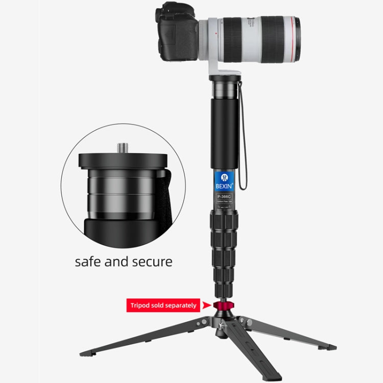 BEXIN P365CF-S Carbon Fiber Monopod Travel Shooting Mobile Phone Live Selfie Bracket Retractable Portable Monopod - Monopods by BEXIN | Online Shopping UK | buy2fix