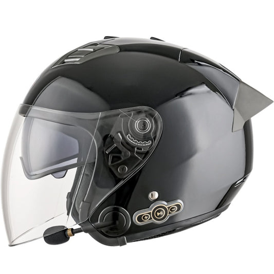 KUQIBAO Motorcycle Smart Bluetooth Sun Protection Double Lens Safety Helmet, Size: M(Bright Black+Gray Tail) - Helmets by KUQIBAO | Online Shopping UK | buy2fix