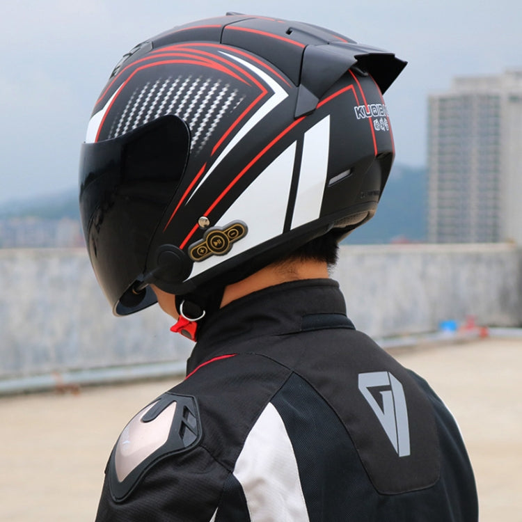 KUQIBAO Motorcycle Smart Bluetooth Sun Protection Double Lens Safety Helmet, Size: L(White+Gray Tail) - Helmets by KUQIBAO | Online Shopping UK | buy2fix