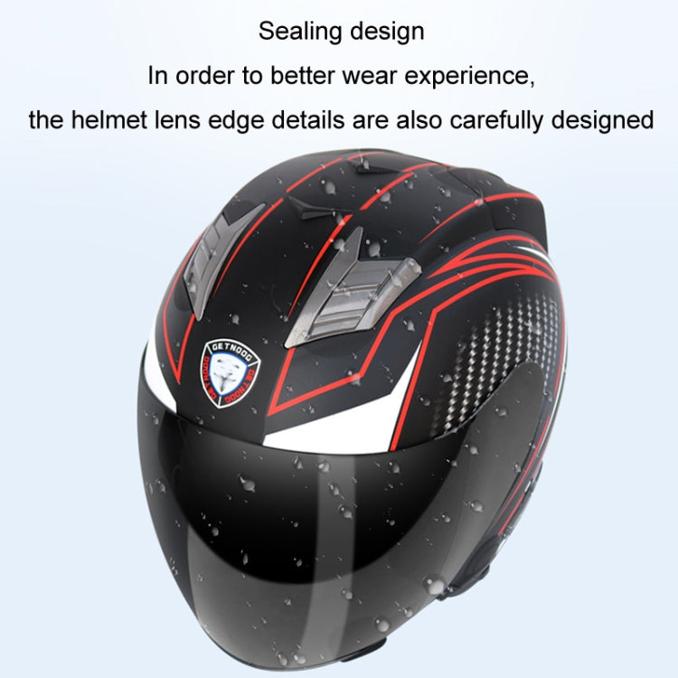 KUQIBAO Motorcycle Smart Bluetooth Sun Protection Double Lens Safety Helmet, Size: L(Matte Black Phantom Fiber+Black Tail) - Helmets by KUQIBAO | Online Shopping UK | buy2fix