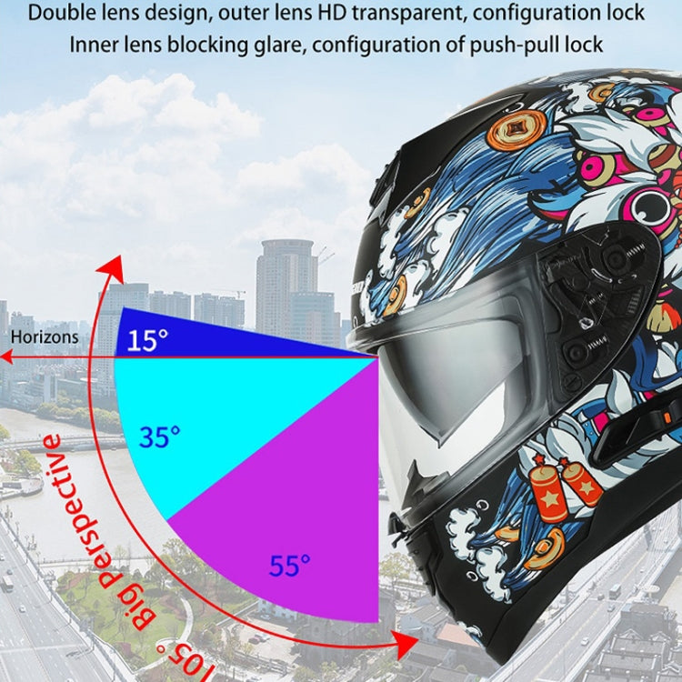 KUQIBAO Motorcycle Dual Lens Anti-Fog Helmet With LED Light, Size: XL(Matte Black) - Helmets by KUQIBAO | Online Shopping UK | buy2fix