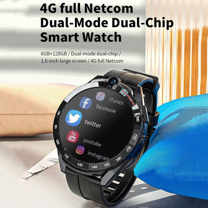 LOKMAT 1.6-inch Dual-camera 4G Full Netcom Dual-mode Dual-chip Wifi Smart Watch, Style: Charger+Black Leather Strap - Smart Watches by LOKMAT | Online Shopping UK | buy2fix