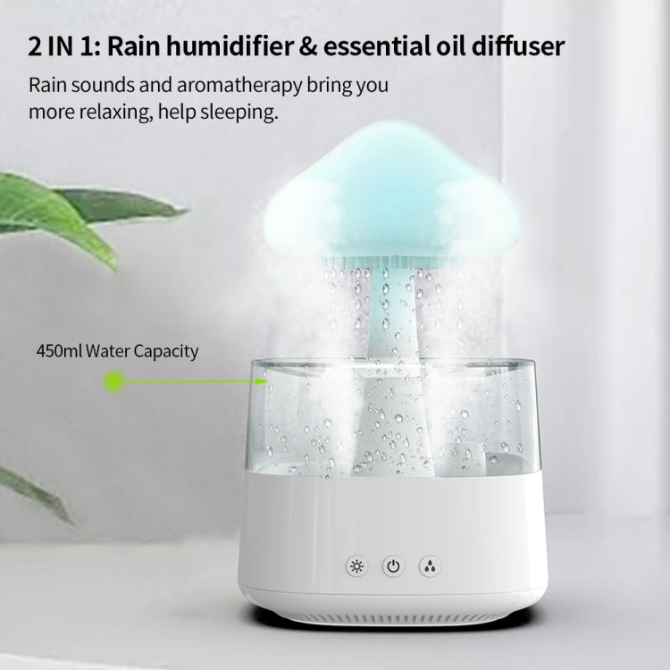CH08 450ml Rain Humidifier Mushroom Cloud Colorful Night Lamp Aromatherapy Machine, Style: Without Remote Controller(Light Wood Grain) - Air Purifiers & Accessories by buy2fix | Online Shopping UK | buy2fix