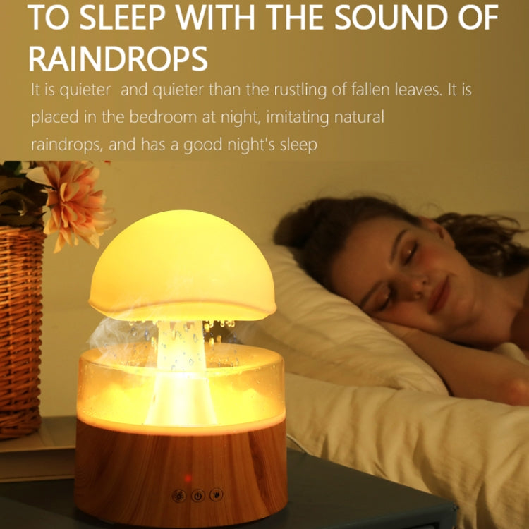 500ml Rain Humidifier Mushroom Cloud Colorful Night Lamp Aromatherapy Machine With Remote Control, Style: Rechargeable(White) - Air Purifiers & Accessories by buy2fix | Online Shopping UK | buy2fix