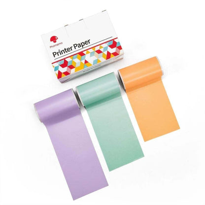 For Phomemo T02 3rolls Bluetooth Printer Thermal Paper Label Paper 50mmx3.5m 20 Years Black on Green/Purple/Orange Sticker - Printer Accessories by Phomemo | Online Shopping UK | buy2fix