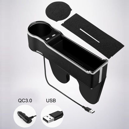 Car Seat Gap Storage Box Multifunctional Mobile Phone USB Charger, Color: QC3.0 Black - Stowing Tidying by buy2fix | Online Shopping UK | buy2fix