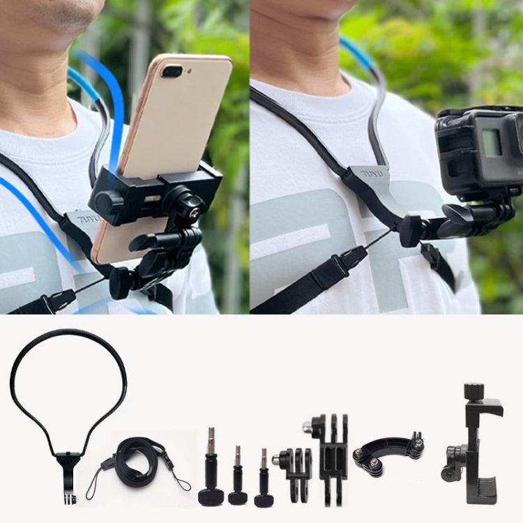 TUYU Camera Neck Holder Mobile Phone Chest Strap Mount  For Video Shooting//POV, Spec: Vertical +Phone Clip (Black) - Stand by buy2fix | Online Shopping UK | buy2fix