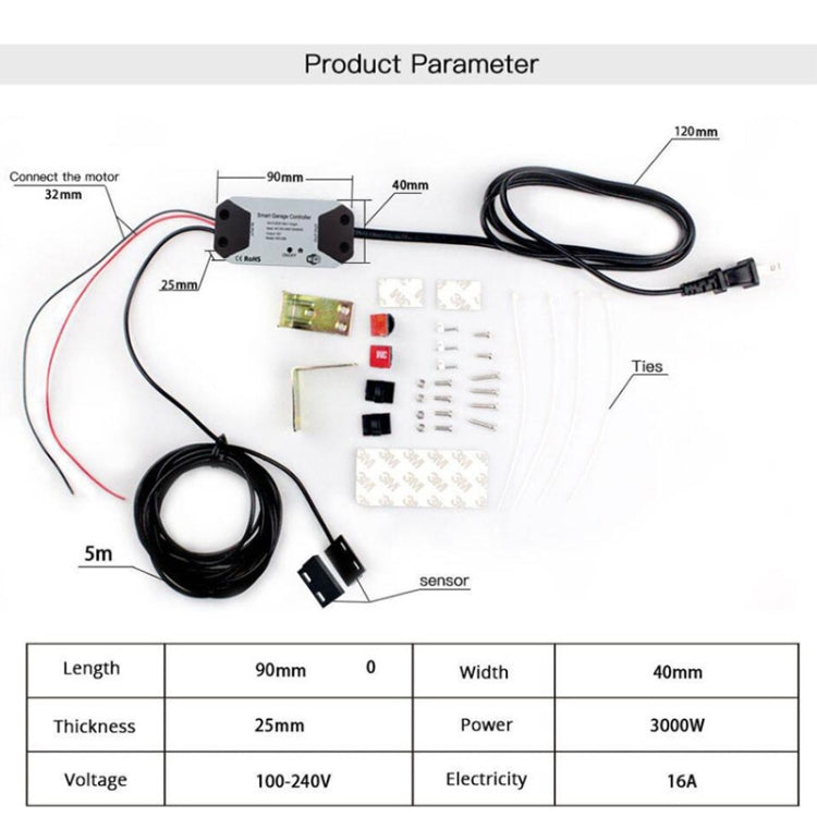 Tuya APP Remote Control WIFI Smart Garage Door Controller, Specification: US Plug - Smart Switch by Tuya | Online Shopping UK | buy2fix