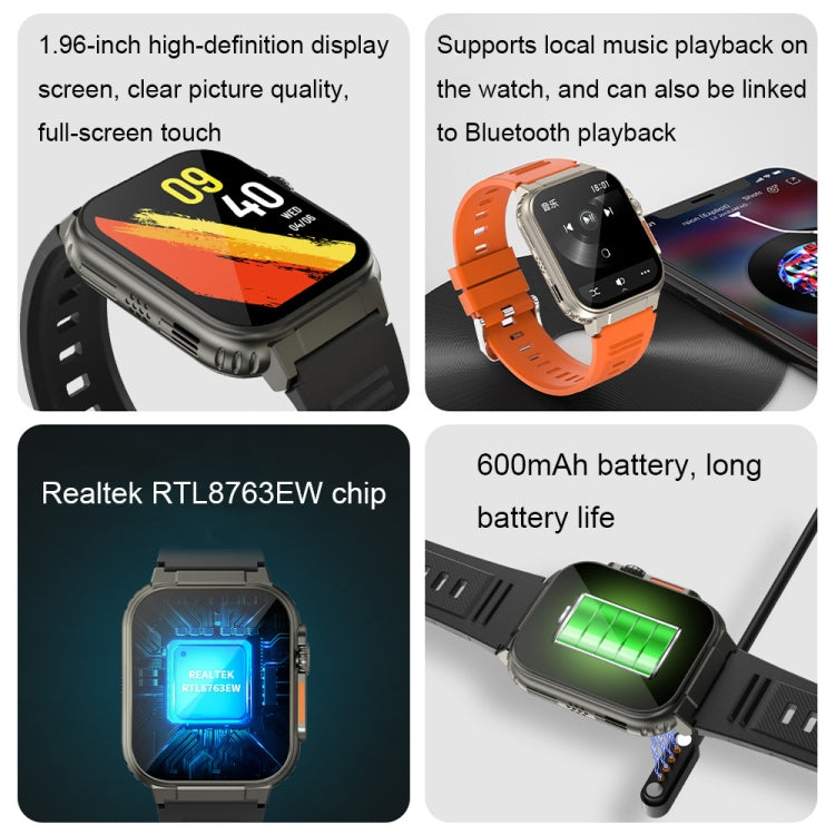 A70 1.96 Inch Health Monitoring Multifunctional IP68 Waterproof Bluetooth Call Smart Watch(Orange) - Smart Watches by buy2fix | Online Shopping UK | buy2fix