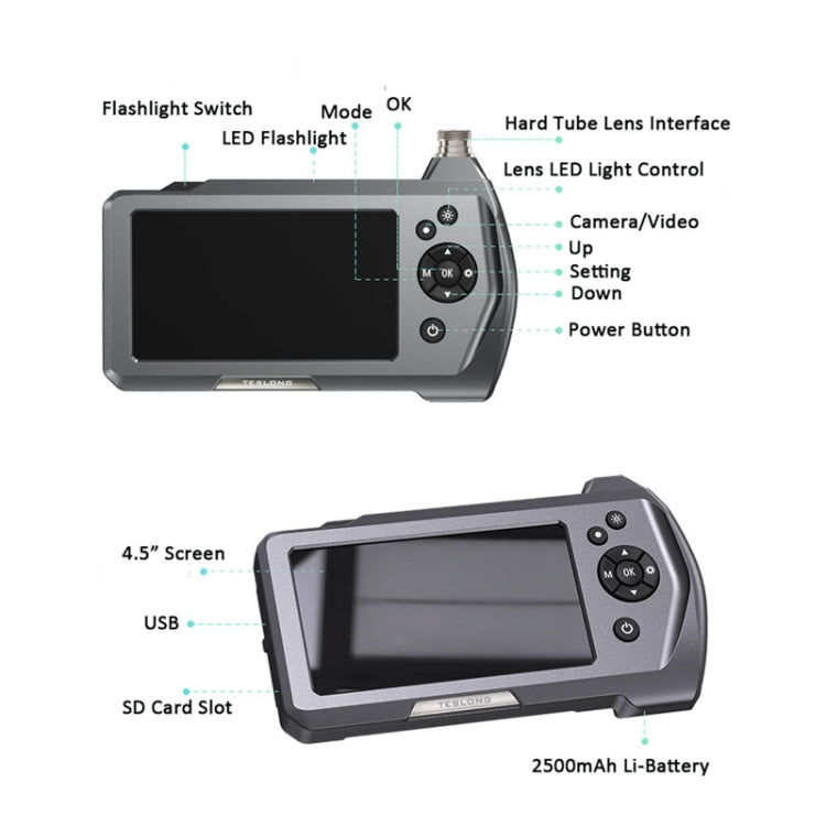 TESLONG NTS450A 4.5-inch Screen Industrial Handheld Endoscope with Light, Speci: 3.9mm Lens-3m -  by TESLONG | Online Shopping UK | buy2fix