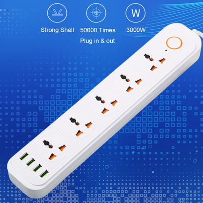 A03 2m 3000W 5 Plugs + 4-USB Ports Multifunctional Flame-retardant Socket with Switch(UK Plug) - Extension Socket by buy2fix | Online Shopping UK | buy2fix