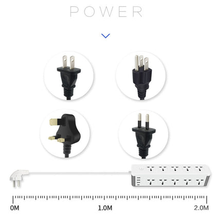 D15 2m 3000W 10 Plugs + PD + 3-USB Ports Vertical Socket With Switch, Specification: UK Plug - Extension Socket by buy2fix | Online Shopping UK | buy2fix