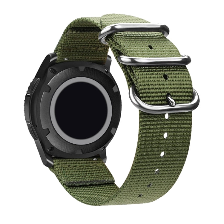 Washable Nylon Canvas Watchband, Band Width:24mm(Army Green with Silver Ring Buckle) - Watch Accessories & Parts by buy2fix | Online Shopping UK | buy2fix