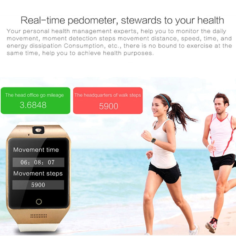 Q18S 1.54 inch IPS Screen MTK6260A Bluetooth 3.0 Smart Watch Phone, Pedometer / Sedentary Reminder / Sleeping Monitor  / Anti-Loss / Remote Camera / GSM / 0.3M Camera (Black + Gold) - Smart Wear by buy2fix | Online Shopping UK | buy2fix