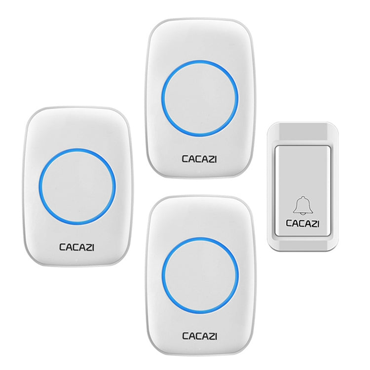 CACAZI A10G One Button Three Receivers Self-Powered Wireless Home Cordless Bell, EU Plug(White) - Wireless Doorbell by CACAZI | Online Shopping UK | buy2fix