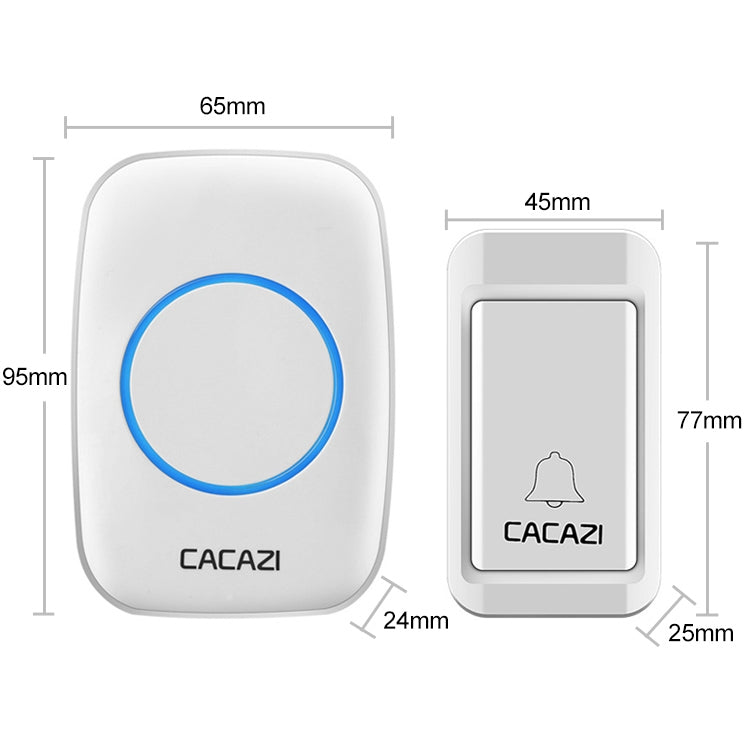 CACAZI A10G One Button Three Receivers Self-Powered Wireless Home Cordless Bell, EU Plug(White) - Wireless Doorbell by CACAZI | Online Shopping UK | buy2fix