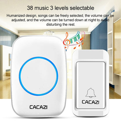 CACAZI A10G One Button Three Receivers Self-Powered Wireless Home Cordless Bell, EU Plug(White) - Wireless Doorbell by CACAZI | Online Shopping UK | buy2fix