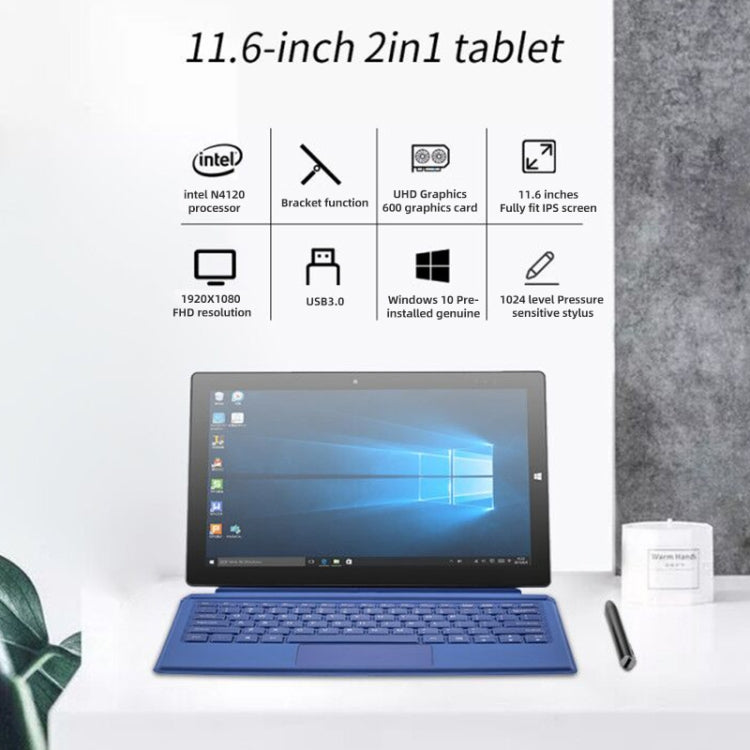 PiPO W11 2 in 1 Tablet PC, 11.6 inch, 8GB+128GB+512GB SSD, Windows 10, Intel Gemini Lake N4120 Quad Core Up to 2.6GHz, with Keyboard & Stylus Pen, Support Dual Band WiFi & Bluetooth & Micro SD Card - PiPO by PiPo | Online Shopping UK | buy2fix