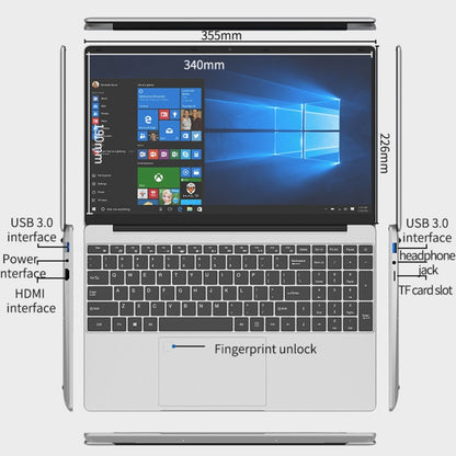 CENAVA F152 Notebook, 15.6 inch, 12GB+512GB, Fingerprint Unlock, Windows 10 Intel Celeron N5095 Quad Core 2.0GHz-2.9GHz, Support TF Card & Bluetooth & WiFi & HDMI, US Plug (Silver) - CENAVA by CENAVA | Online Shopping UK | buy2fix