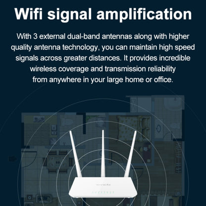 Tenda F3 Wireless 2.4GHz 300Mbps WiFi Router with 3*5dBi External Antennas(White) -  by Tenda | Online Shopping UK | buy2fix