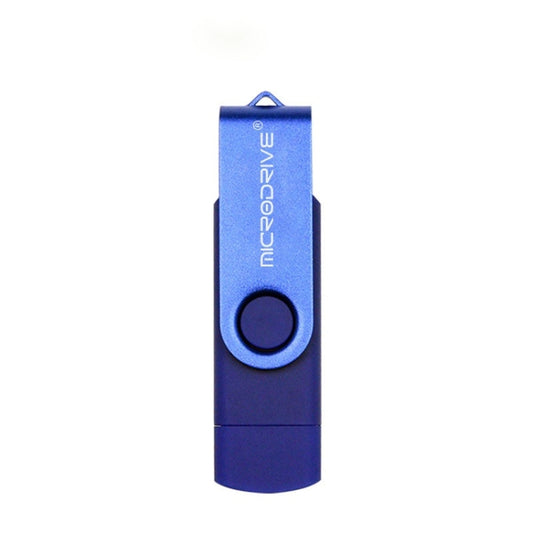 MicroDrive 128GB USB 2.0 Phone and Computer Dual-use Rotary OTG Metal U Disk (Blue) - USB Flash Drives by MicroDrive | Online Shopping UK | buy2fix