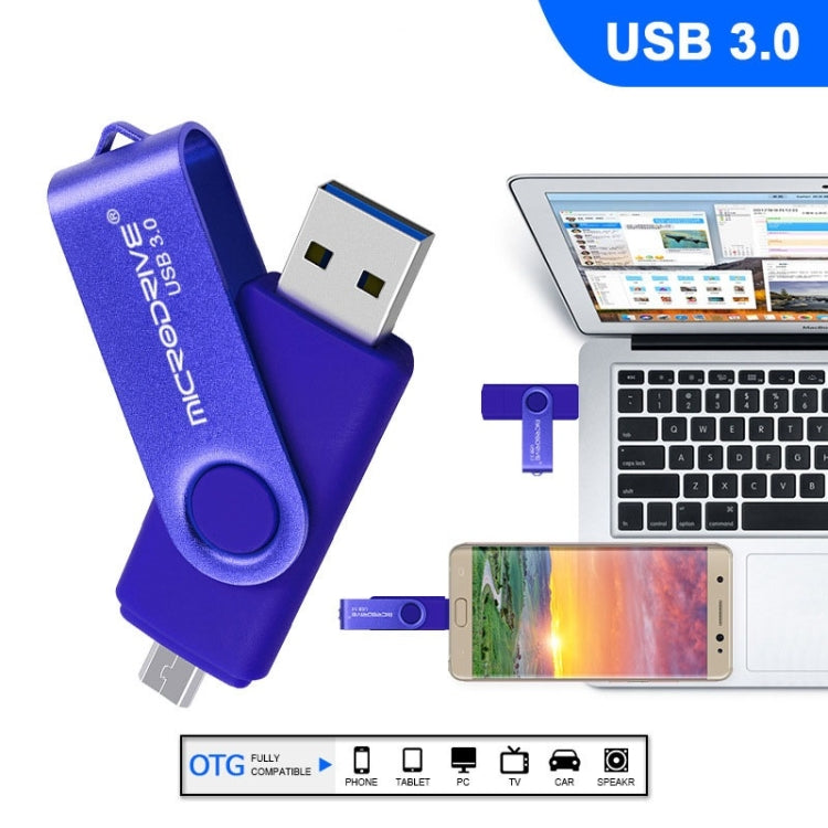 MicroDrive 16GB USB 3.0 Android Phone & Computer Dual-use Rotary Metal U Disk (White) - USB Flash Drives by MicroDrive | Online Shopping UK | buy2fix
