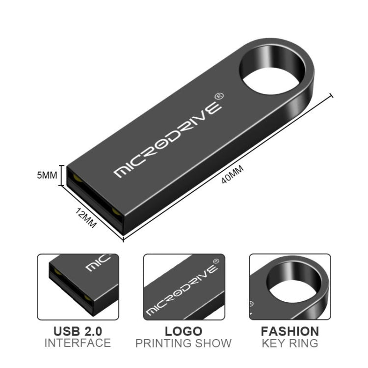 MicroDrive 32GB USB 2.0 Metal Waterproof High Speed U Disk(Grey) - USB Flash Drives by MicroDrive | Online Shopping UK | buy2fix